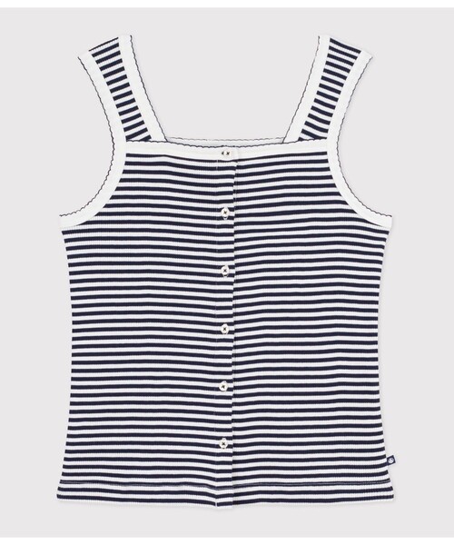 PETIT BATEAU（プチバトー）の「2×2リブ編みタンクトップ（タンクトップ・レディース・ブルー系その他・XX-SMALL/X-SMALL/SMALL/MEDIUM/LARGE）」の7枚目の写真
