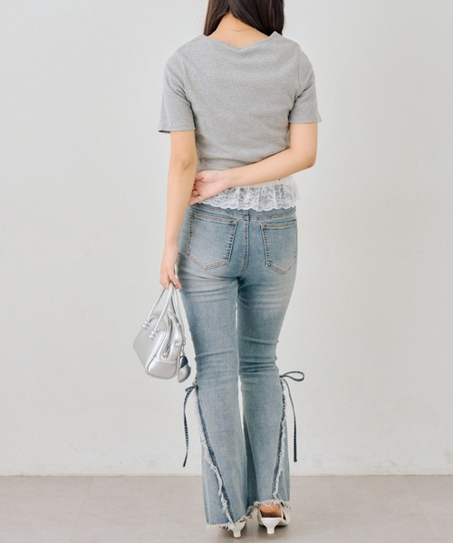 Another Branch olive des olive(アナザーブランチオリーブデオリーブ)の「【セットアイテム】半袖カーディガン+裾レースキャミ(Tシャツ/カットソー・レディース・ドット/スミクロ/ピンク/グレー・FREE)」の13枚目の写真