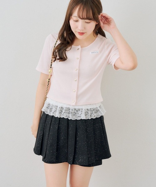 Another Branch olive des olive(アナザーブランチオリーブデオリーブ)の「【セットアイテム】半袖カーディガン+裾レースキャミ(Tシャツ/カットソー・レディース・ドット/スミクロ/ピンク/グレー・FREE)」の15枚目の写真
