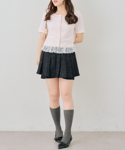 Another Branch olive des olive(アナザーブランチオリーブデオリーブ)の「【セットアイテム】半袖カーディガン+裾レースキャミ(Tシャツ/カットソー・レディース・ドット/スミクロ/ピンク/グレー・FREE)」の16枚目の写真