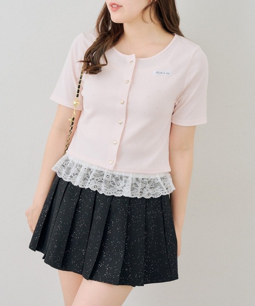 Another Branch olive des olive(アナザーブランチオリーブデオリーブ)の「【セットアイテム】半袖カーディガン+裾レースキャミ(Tシャツ/カットソー・レディース・ドット/スミクロ/ピンク/グレー・FREE)」の22枚目の写真