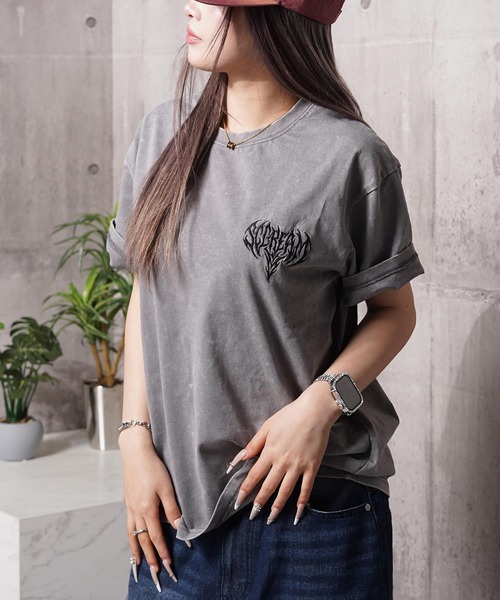 1111clothing(ワンフォークロージング)の「硫化天竺 ボーンモチーフ 半袖 Tシャツ / Sulfur-dyed cotton T-shirt with bone motif and short sleeves(Tシャツ/カットソー・メンズ・グレー/ネイビー/ブラック・M/L/XL)」の3枚目の写真