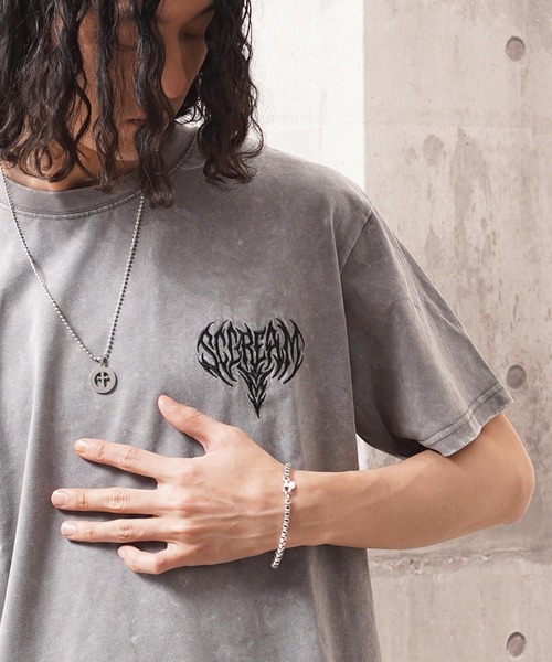 1111clothing(ワンフォークロージング)の「硫化天竺 ボーンモチーフ 半袖 Tシャツ / Sulfur-dyed cotton T-shirt with bone motif and short sleeves(Tシャツ/カットソー・メンズ・グレー/ネイビー/ブラック・M/L/XL)」の11枚目の写真