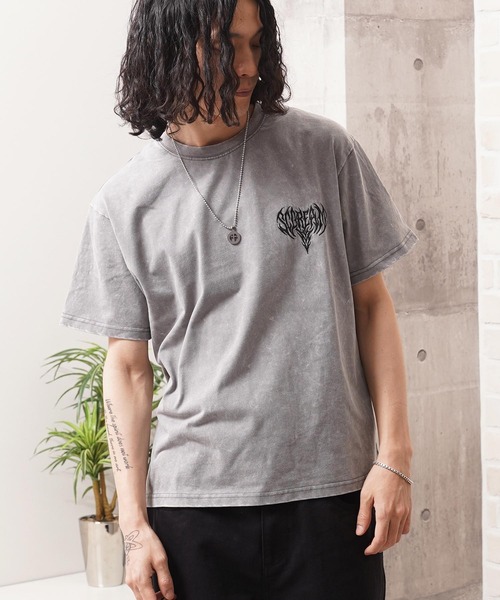 1111clothing(ワンフォークロージング)の「硫化天竺 ボーンモチーフ 半袖 Tシャツ / Sulfur-dyed cotton T-shirt with bone motif and short sleeves(Tシャツ/カットソー・メンズ・グレー/ネイビー/ブラック・M/L/XL)」の12枚目の写真