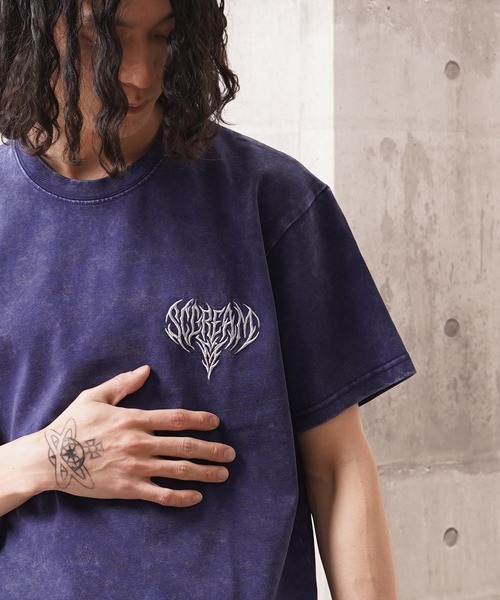 1111clothing(ワンフォークロージング)の「硫化天竺 ボーンモチーフ 半袖 Tシャツ / Sulfur-dyed cotton T-shirt with bone motif and short sleeves(Tシャツ/カットソー・メンズ・グレー/ネイビー/ブラック・M/L/XL)」の4枚目の写真