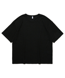 ラウンドリネン半袖Tシャツ(ブラック)