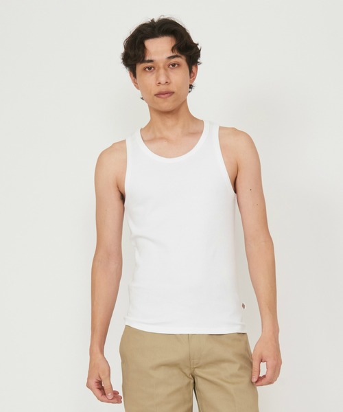 Dickies(ディッキーズ)の「Dickies/ディッキーズ リブタンクトップ(タンクトップ・メンズ・ホワイト/ヘザーグレー/ブラック・MEDIUM/X-LARGE/LARGE)」の2枚目の写真