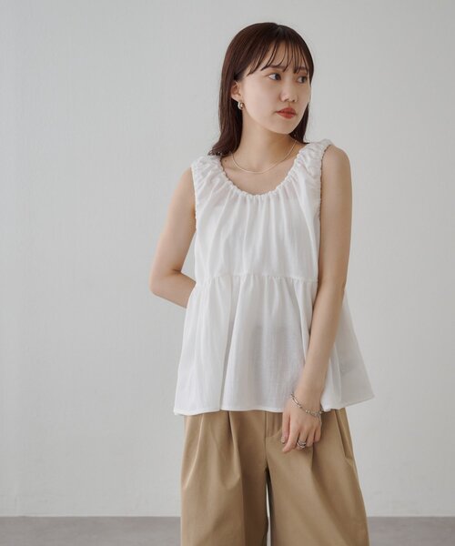 DISCOAT(ディスコート)の「前後2WAYリボンペプラムプルオーバー(Tシャツ/カットソー・レディース・オフホワイト/ブラウン/ブラック・FREE)」の11枚目の写真