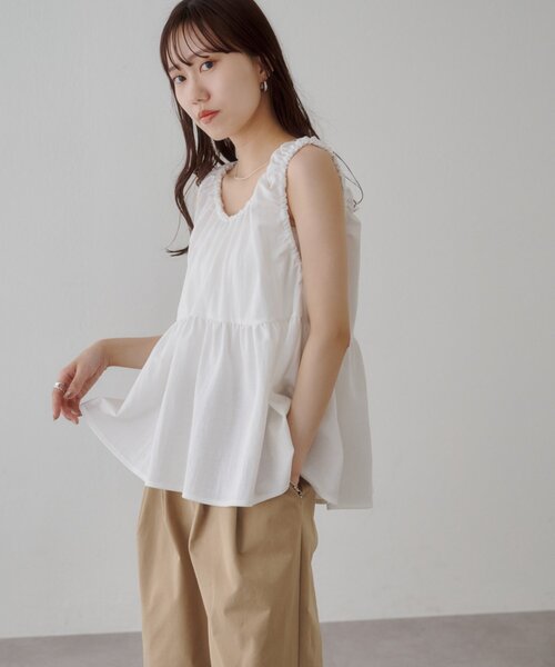 DISCOAT(ディスコート)の「前後2WAYリボンペプラムプルオーバー(Tシャツ/カットソー・レディース・オフホワイト/ブラウン/ブラック・FREE)」の12枚目の写真