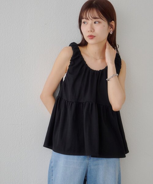 DISCOAT(ディスコート)の「前後2WAYリボンペプラムプルオーバー(Tシャツ/カットソー・レディース・オフホワイト/ブラウン/ブラック・FREE)」の19枚目の写真