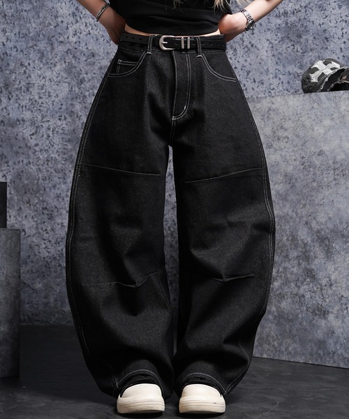 #MEMORY(メモリー)の「【MEMORY】15ozヘビーオンス デニムバレルパンツ / ワイドデニム / Bonsai Embroidery Denim Barrel Pants(デニムパンツ・メンズ・ネイビー/ブラック・M/L/XL)」の3枚目の写真