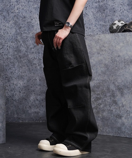 #MEMORY(メモリー)の「【MEMORY】15ozヘビーオンス デニムバレルパンツ / ワイドデニム / Bonsai Embroidery Denim Barrel Pants(デニムパンツ・メンズ・ネイビー/ブラック・M/L/XL)」の4枚目の写真