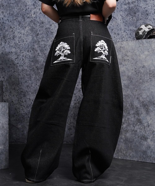 #MEMORY(メモリー)の「【MEMORY】15ozヘビーオンス デニムバレルパンツ / ワイドデニム / Bonsai Embroidery Denim Barrel Pants(デニムパンツ・メンズ・ネイビー/ブラック・M/L/XL)」の6枚目の写真