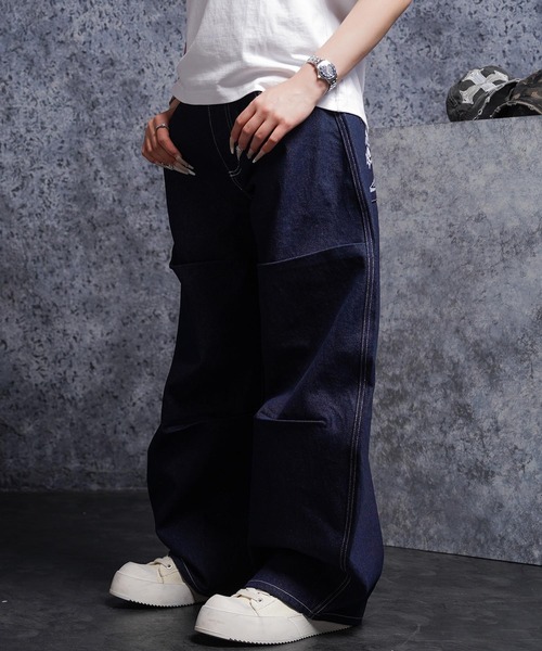 #MEMORY(メモリー)の「【MEMORY】15ozヘビーオンス デニムバレルパンツ / ワイドデニム / Bonsai Embroidery Denim Barrel Pants(デニムパンツ・メンズ・ネイビー/ブラック・M/L/XL)」の12枚目の写真
