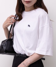 POLOCHAMPS / ポイント刺繍 クルーネック半袖Tシャツ オーバーサイズ/半袖Tシャツ