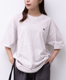 POLOCHAMPS / ポイント刺繍 クルーネック半袖Tシャツ オーバーサイズ/半袖Tシャツ