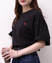 POLOCHAMPS / ポイント刺繍 クルーネック半袖Tシャツ オーバーサイズ/半袖Tシャツ