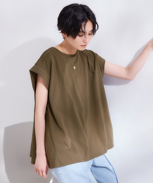 OPAQUE.CLIP(オペークドットクリップ)の「【接触冷感】バックフレアドッキングカットソー《洗濯機OK》(Tシャツ/カットソー・レディース・ホワイト/ブラック/ブルー系その他/ブラウン系・42/40/38)」の3枚目の写真