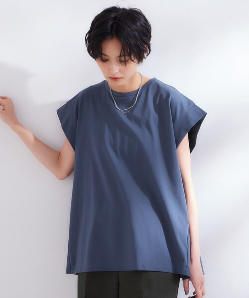 OPAQUE.CLIP(オペークドットクリップ)の「【接触冷感】バックフレアドッキングカットソー《洗濯機OK》(Tシャツ/カットソー・レディース・ホワイト/ブラック/ブルー系その他/ブラウン系・42/40/38)」の4枚目の写真