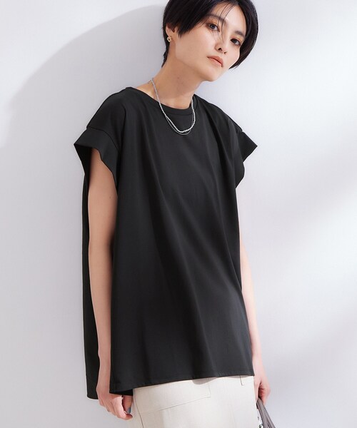 OPAQUE.CLIP(オペークドットクリップ)の「【接触冷感】バックフレアドッキングカットソー《洗濯機OK》(Tシャツ/カットソー・レディース・ホワイト/ブラック/ブルー系その他/ブラウン系・42/40/38)」の2枚目の写真
