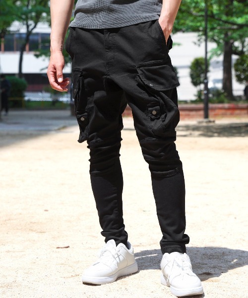 LUXSTYLE(ラグスタイル)の「サルエルストレッチカーゴパンツ(カーゴパンツ・メンズ・ブラック・XL/L/M)」の1枚目の写真