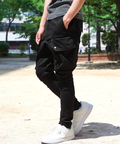 LUXSTYLE(ラグスタイル)の「サルエルストレッチカーゴパンツ(カーゴパンツ・メンズ・ブラック・XL/L/M)」の13枚目の写真