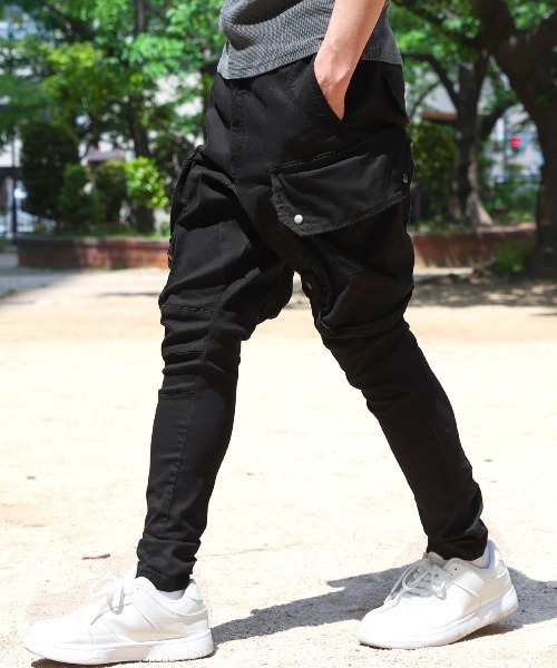 LUXSTYLE(ラグスタイル)の「サルエルストレッチカーゴパンツ(カーゴパンツ・メンズ・ブラック・XL/L/M)」の14枚目の写真