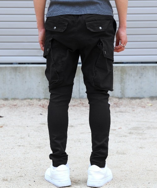 LUXSTYLE(ラグスタイル)の「サルエルストレッチカーゴパンツ(カーゴパンツ・メンズ・ブラック・XL/L/M)」の18枚目の写真
