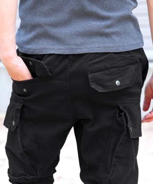 LUXSTYLE(ラグスタイル)の「サルエルストレッチカーゴパンツ(カーゴパンツ・メンズ・ブラック・XL/L/M)」の4枚目の写真