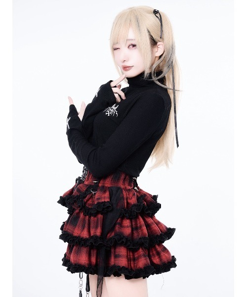 Grrr the Lipper(ガルルザリッパー)の「『Grrr the Lipper/ガルル・ザ・リッパー』タートルネックニット(薄めver)(ニット/セーター・レディース・ブラック×ホワイト/ブラック・FREE)」の3枚目の写真