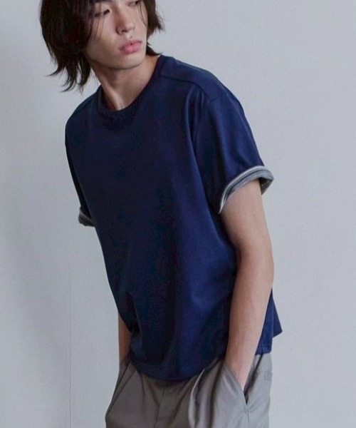 Waviness(ウェイビネス)の「【Waviness】Stripe Layered T-shirts / 【ウェイビニス】ストライプレイヤード半袖Tシャツ(Tシャツ/カットソー・メンズ・ホワイト/ブラック/グレー/ネイビー/イエロー・02/01)」の5枚目の写真