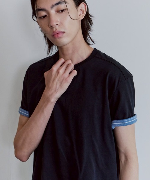 Waviness(ウェイビネス)の「【Waviness】Stripe Layered T-shirts / 【ウェイビニス】ストライプレイヤード半袖Tシャツ(Tシャツ/カットソー・メンズ・ホワイト/ブラック/グレー/ネイビー/イエロー・02/01)」の3枚目の写真