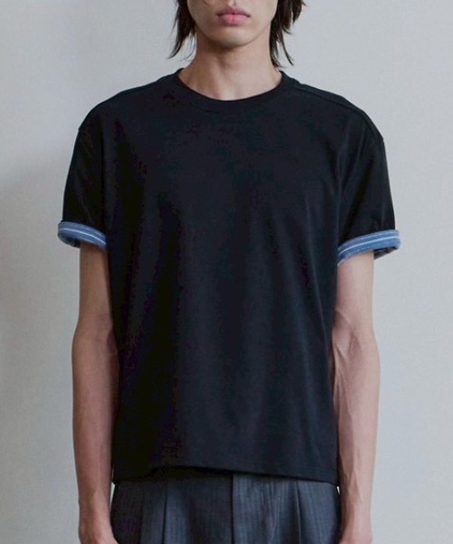 Waviness(ウェイビネス)の「【Waviness】Stripe Layered T-shirts / 【ウェイビニス】ストライプレイヤード半袖Tシャツ(Tシャツ/カットソー・メンズ・ホワイト/ブラック/グレー/ネイビー/イエロー・02/01)」の21枚目の写真