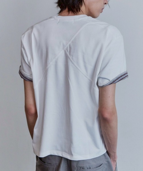 Waviness(ウェイビネス)の「【Waviness】Stripe Layered T-shirts / 【ウェイビニス】ストライプレイヤード半袖Tシャツ(Tシャツ/カットソー・メンズ・ホワイト/ブラック/グレー/ネイビー/イエロー・02/01)」の9枚目の写真