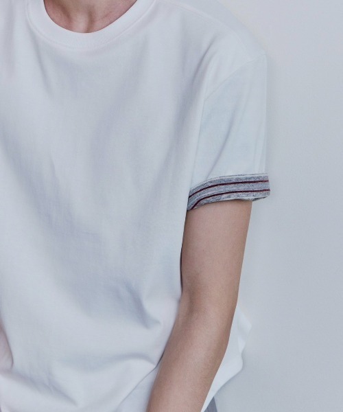 Waviness(ウェイビネス)の「【Waviness】Stripe Layered T-shirts / 【ウェイビニス】ストライプレイヤード半袖Tシャツ(Tシャツ/カットソー・メンズ・ホワイト/ブラック/グレー/ネイビー/イエロー・02/01)」の11枚目の写真