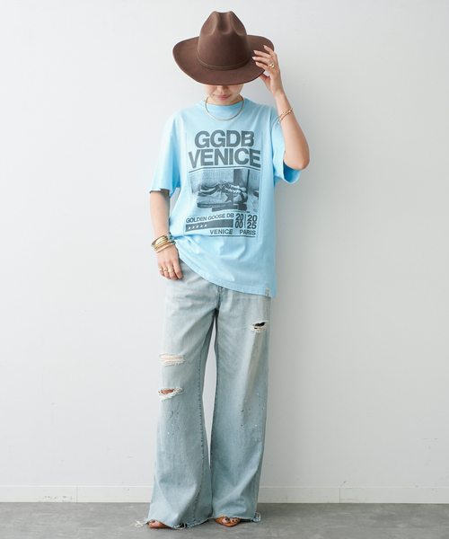 GOLDEN GOOSE(ゴールデングース)の「*【GOLDEN GOOSE / ゴールデングース】 VENICE T(Tシャツ/カットソー・レディース・スカイブルー・FREE)」の5枚目の写真