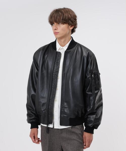 Alpha Industries(アルファインダストリーズ)の「Alpha Industries/アルファインダストリーズ/LEATHER MA-1 HERITAGE FIT FLIGHT JACKET/レザーMA-1 ヘリテージフィット フライトジャケット(MA-1・メンズ・ブラック/ブラウン・S/M/L/2XL/XL)」の3枚目の写真