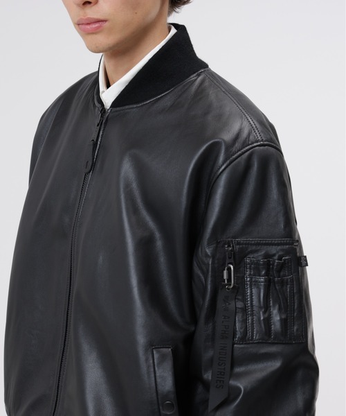 Alpha Industries(アルファインダストリーズ)の「Alpha Industries/アルファインダストリーズ/LEATHER MA-1 HERITAGE FIT FLIGHT JACKET/レザーMA-1 ヘリテージフィット フライトジャケット(MA-1・メンズ・ブラック/ブラウン・S/M/L/2XL/XL)」の6枚目の写真