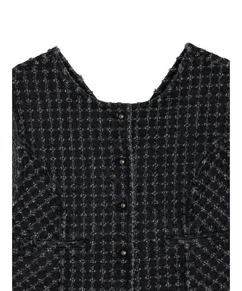 Ameri(アメリ)の「CHECK PROCESSING DENIM VEST(ベスト・レディース・ブラック/ブルー・FREE)」の3枚目の写真