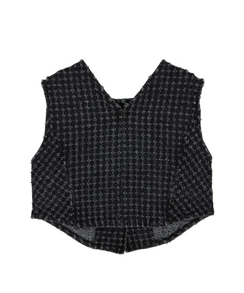 Ameri(アメリ)の「CHECK PROCESSING DENIM VEST(ベスト・レディース・ブラック/ブルー・FREE)」の6枚目の写真