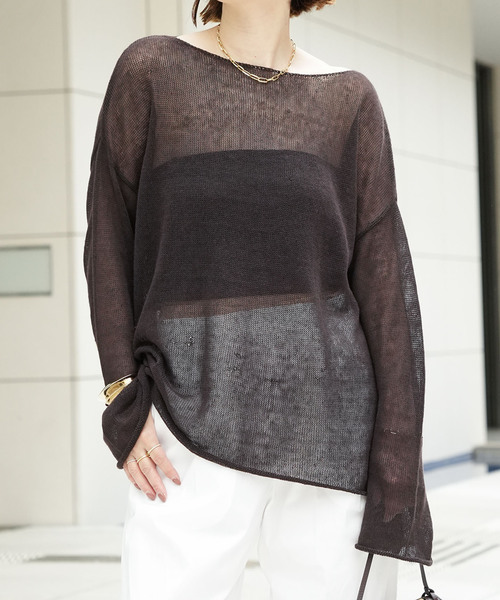 Deuxieme Classe(ドゥーズィエムクラス)の「追加 LINO Sheer プルオーバー(ニット/セーター・レディース・ブラック/ブラウン・FREE)」の2枚目の写真