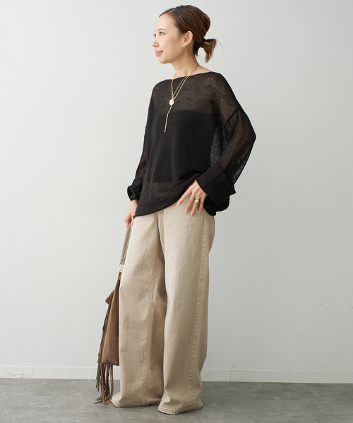 Deuxieme Classe(ドゥーズィエムクラス)の「追加 LINO Sheer プルオーバー(ニット/セーター・レディース・ブラック/ブラウン・FREE)」の3枚目の写真