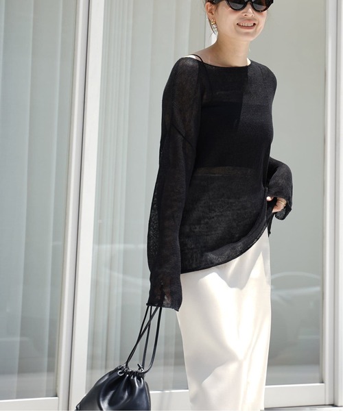 Deuxieme Classe(ドゥーズィエムクラス)の「追加 LINO Sheer プルオーバー(ニット/セーター・レディース・ブラック/ブラウン・FREE)」の5枚目の写真