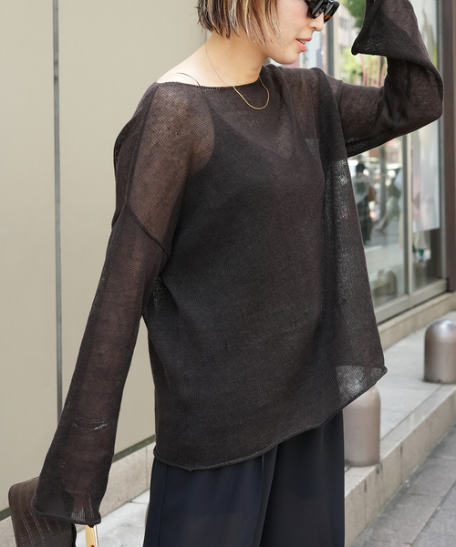 Deuxieme Classe(ドゥーズィエムクラス)の「追加 LINO Sheer プルオーバー(ニット/セーター・レディース・ブラック/ブラウン・FREE)」の19枚目の写真