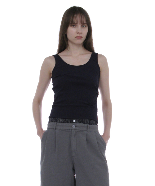PARTIMENTO WOMEN(パルティメントウィメン)の「ラッチドスリーブレス_ネイビー(Tシャツ/カットソー・レディース・その他・SMALL/MEDIUM)」の1枚目の写真