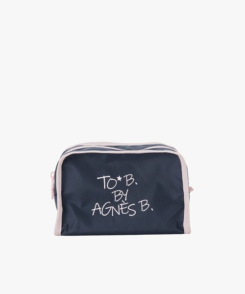 To b. by agnes b.(トゥービーバイアニエスベー)の「マルチカラー ロゴ ポーチ(ポーチ・レディース・ネイビー・FREE)」の1枚目の写真