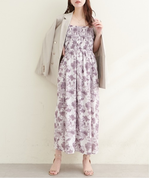 natural couture(ナチュラルクチュール)の「シャーリングキャミワンピース(ワンピース・レディース・ブラック/オフホワイト/ピンク・FREE)」の20枚目の写真