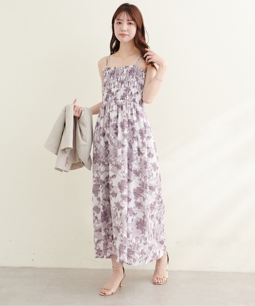 natural couture(ナチュラルクチュール)の「シャーリングキャミワンピース(ワンピース・レディース・ブラック/オフホワイト/ピンク・FREE)」の21枚目の写真