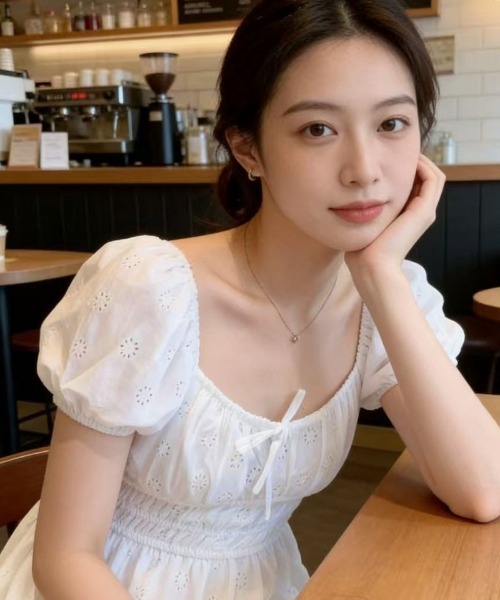Ritzy(リッツィー)の「オフショルダー・パフ袖ミニ白ワンピ(コットンレース)(ワンピース・レディース・ホワイト・MEDIUM/LARGE)」の4枚目の写真