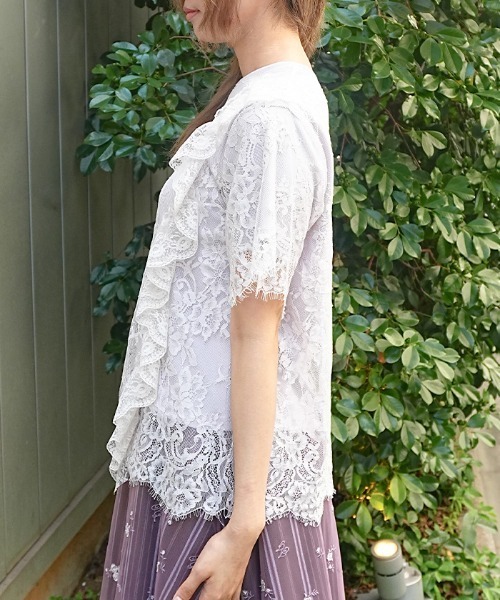 axes femme(アクシーズファム)の「レースレイヤードTシャツ(Tシャツ/カットソー・レディース・ホワイト/サックスブルー/ラベンダー・FREE)」の21枚目の写真